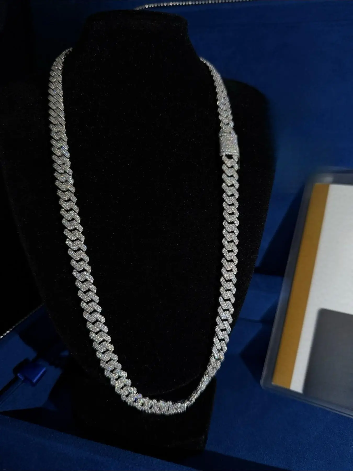 14mm genuine Miami Cuban chain with claw setting,diamond-studded hip-hop necklace, ice-covered luxury hip-hop style Cuban chain,