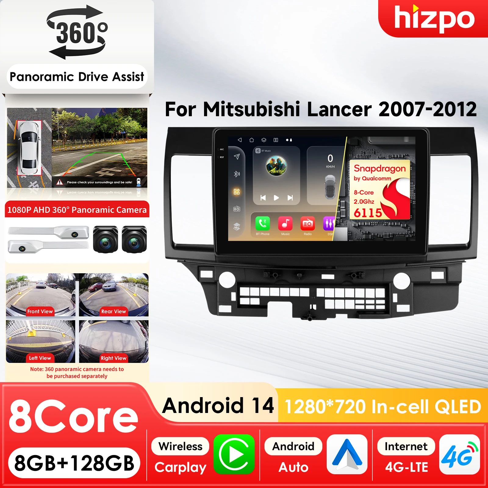 

Мультимедийная система Hizpo 8Core для Mitsubishi Lancer 2007-2012 (для левостороннего движения) с навигацией, Carplay и GPS-авторадио