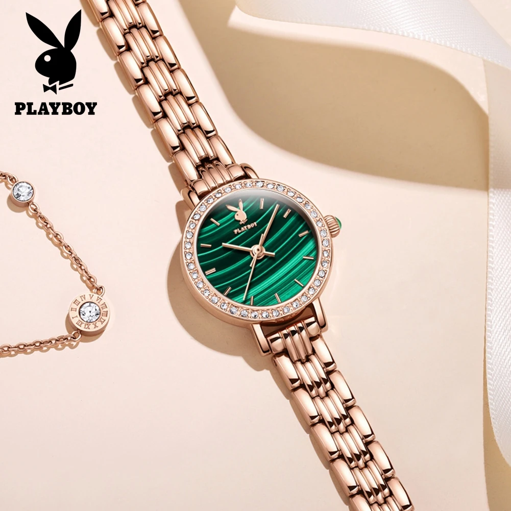 PLAYBOY High Quality Elegant Fashion Watch for Women Original Luxury Quartz Ladies Watch Waterproof Stainless Steel Women Watch