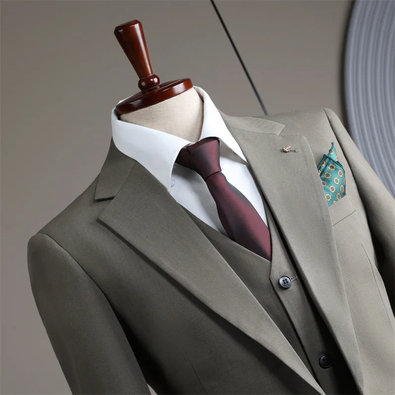 (16) Customized Fashionable Groom’s Wedding Suit, Men’s Slim Work Clothes, Business Formal Wear