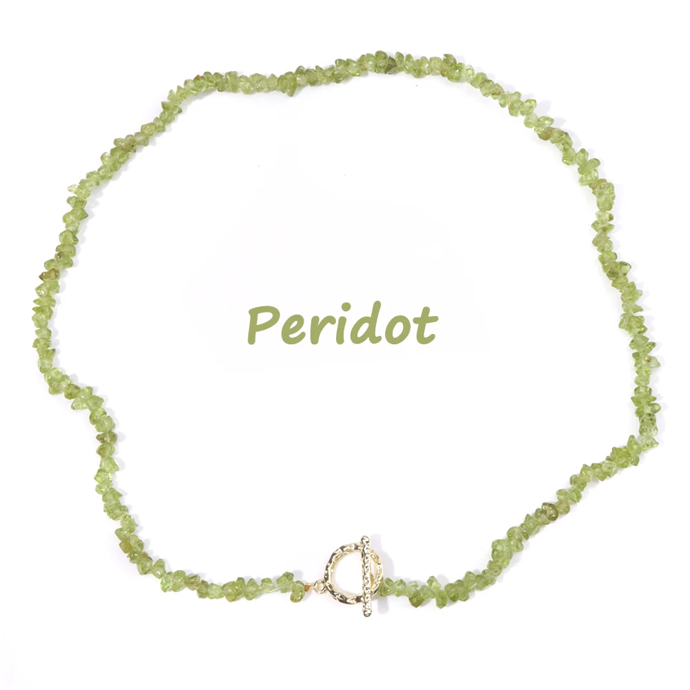 New Fashion Boho Gravel Choker Original Reiki Blue Apatite Peridot Crystal Quartzs Natural Stone Chip Beads Necklaces For Women