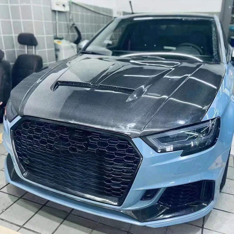 High Quality Lightweight Dry Carbon Fiber Front Hood Exterior Replacement Tuning Sport for A3 S3 2017-2019