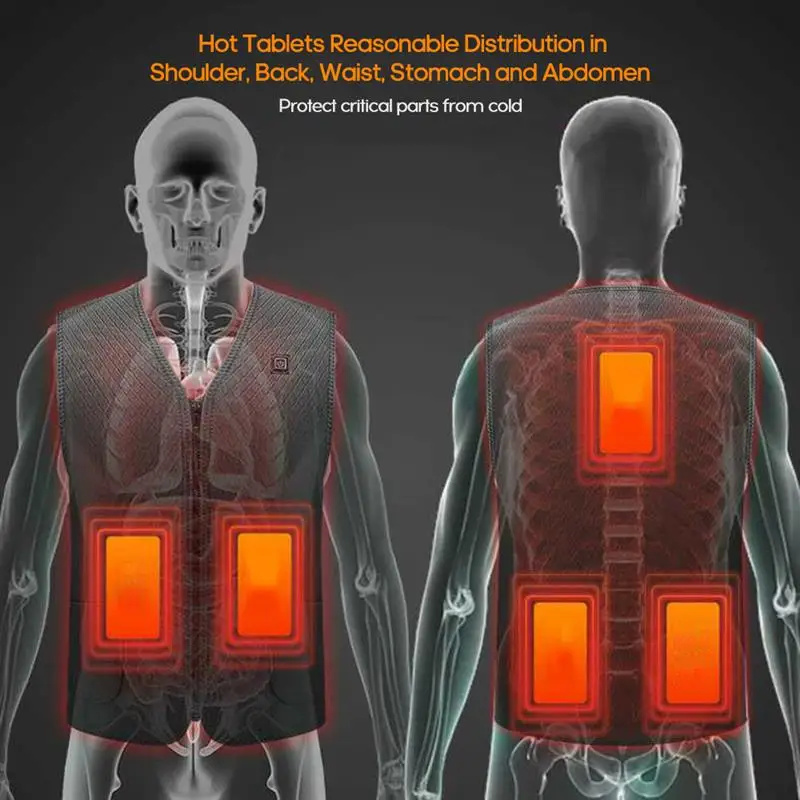 

5-зонный жилет с подогревом для мужчин и женщин, умный обогревательный хлопок, USB инфракрасный электрический обогрев, теплая зимняя теплая куртка для кемпинга Xiaomi