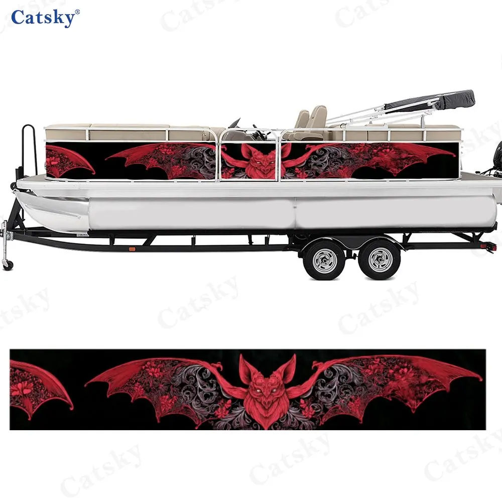 الأحمر الخفافيش القوطية الفن الرعب خاص غامض قارب ملصق الفينيل السفينة عائم سطح السفينة قارب الصيد الزخرفية عائم قوارب مائي