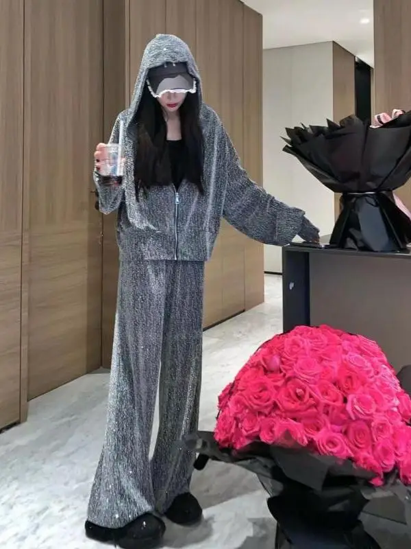 

Women's Starry Night Hat Sweatshirt Set plus Size Fashionable Casual Two-Piece Suit Autumn New Arrival Big Code Fat MM
