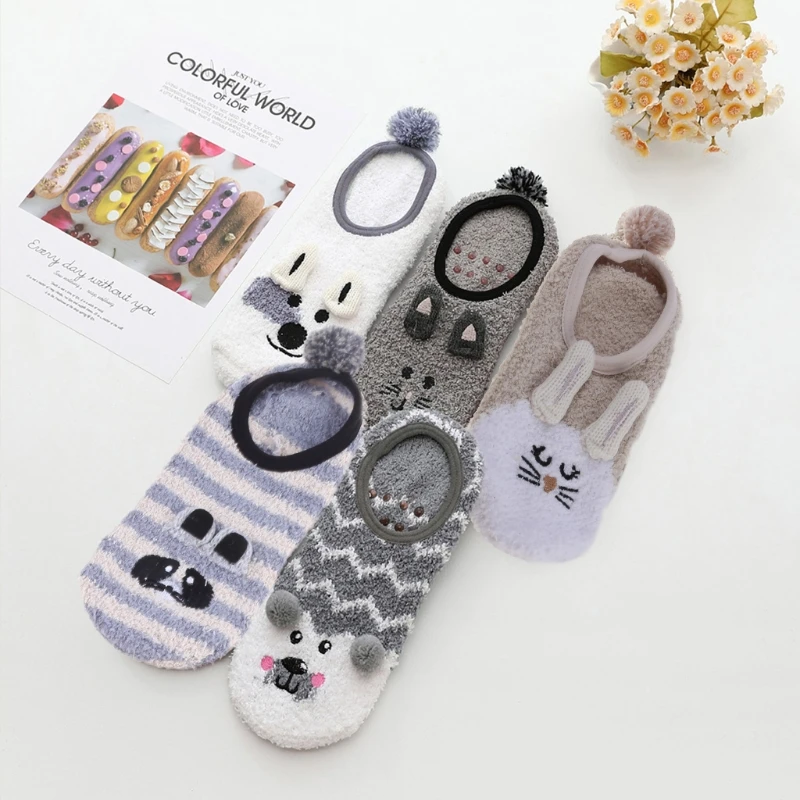 

1 Pair Slipper Socks Fuzzy Soft Warm Cosy Winter Bed Sleeping Socks with Non Slip Grips Gift for Women and Girls