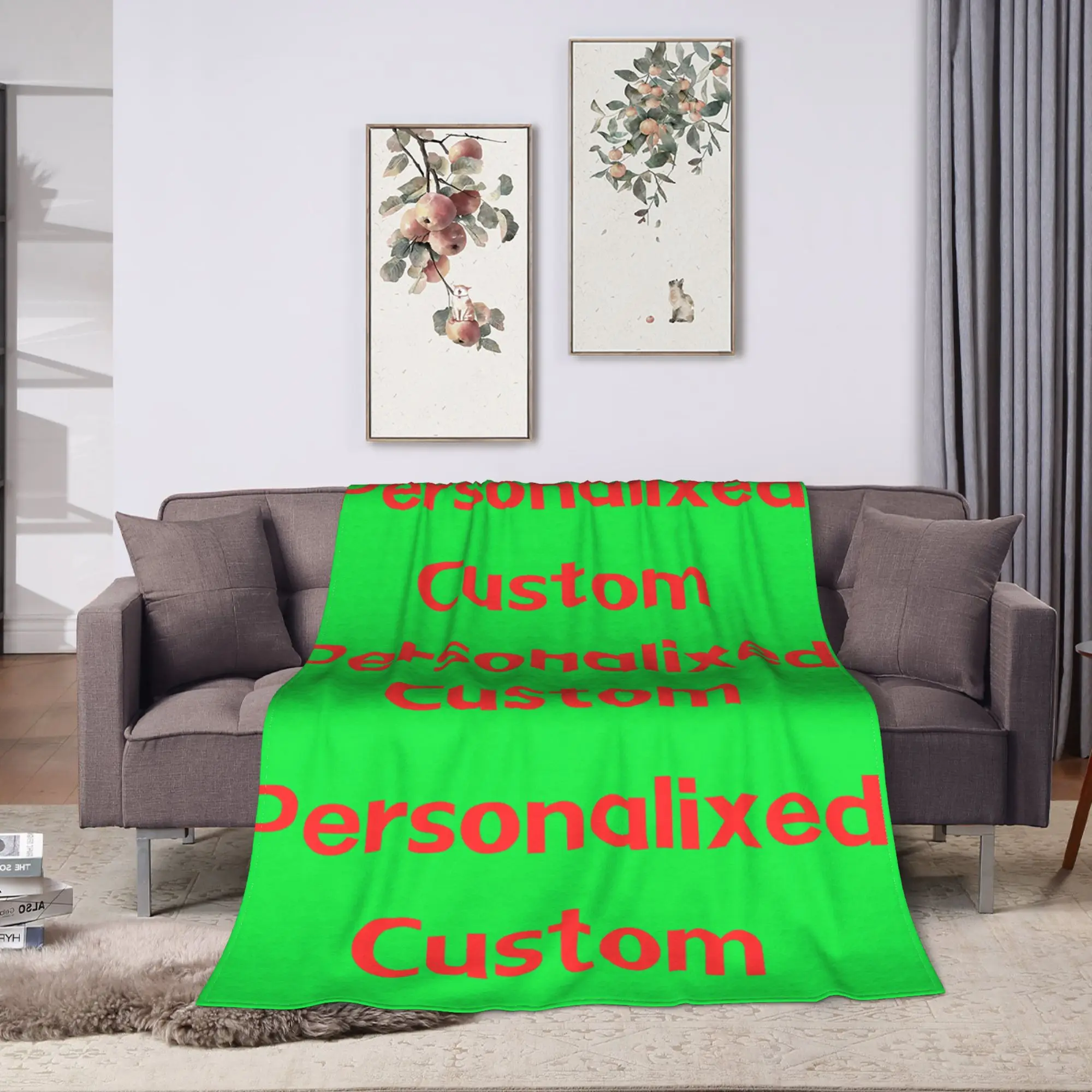 Personalixed Custom Flannel Blankets  Super Soft Throw Blanket for Couch Bed Travel Graphic Bedspread Sofa Bed Cover