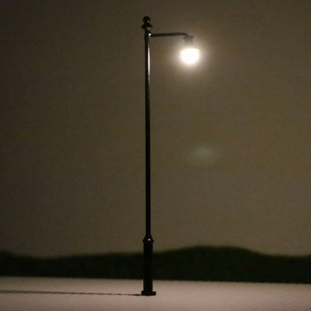 5pc Model Railway Light 1:87 Lamp Post Street Lights HO OO Scale LEDs 3.54in Warm White Scale Lamps Single Head Lams Model