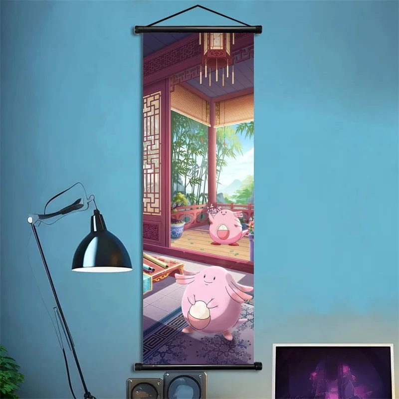 Pokemon Blissey & Chansey hängende Scroll-Poster – Herz – schmelzende und bezaubernde Anime-Wanddekoration für Pokémon-Fans