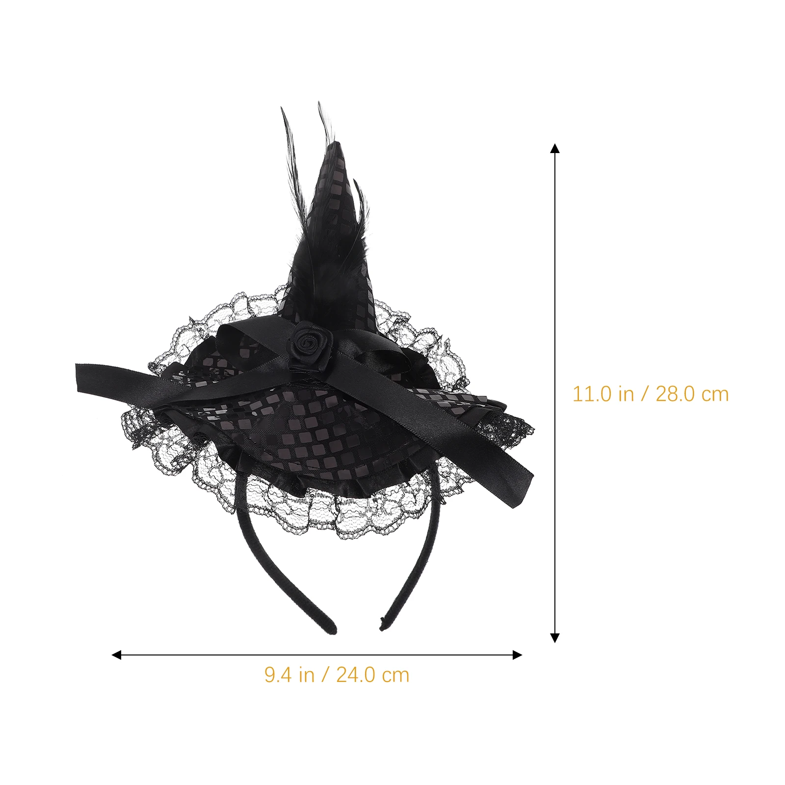 1pc Halloween Fashion Cartoon Witch Hat Fabric Party Decorations Hair Hoop Lace Sequins Headband Halloween Party Hats 2025 NEW