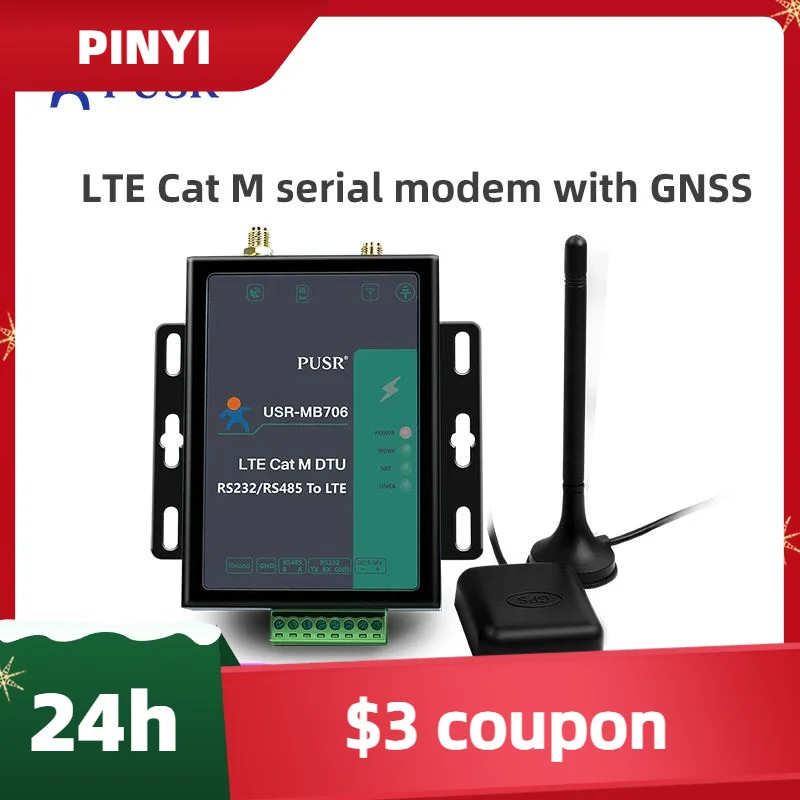 

Новый последовательный промышленный сотовый модем PUSR RS232/RS485, 4g, глобальная частота, модем LTE Cat M с GNSS и слотом для SIM-карты USR-MB706