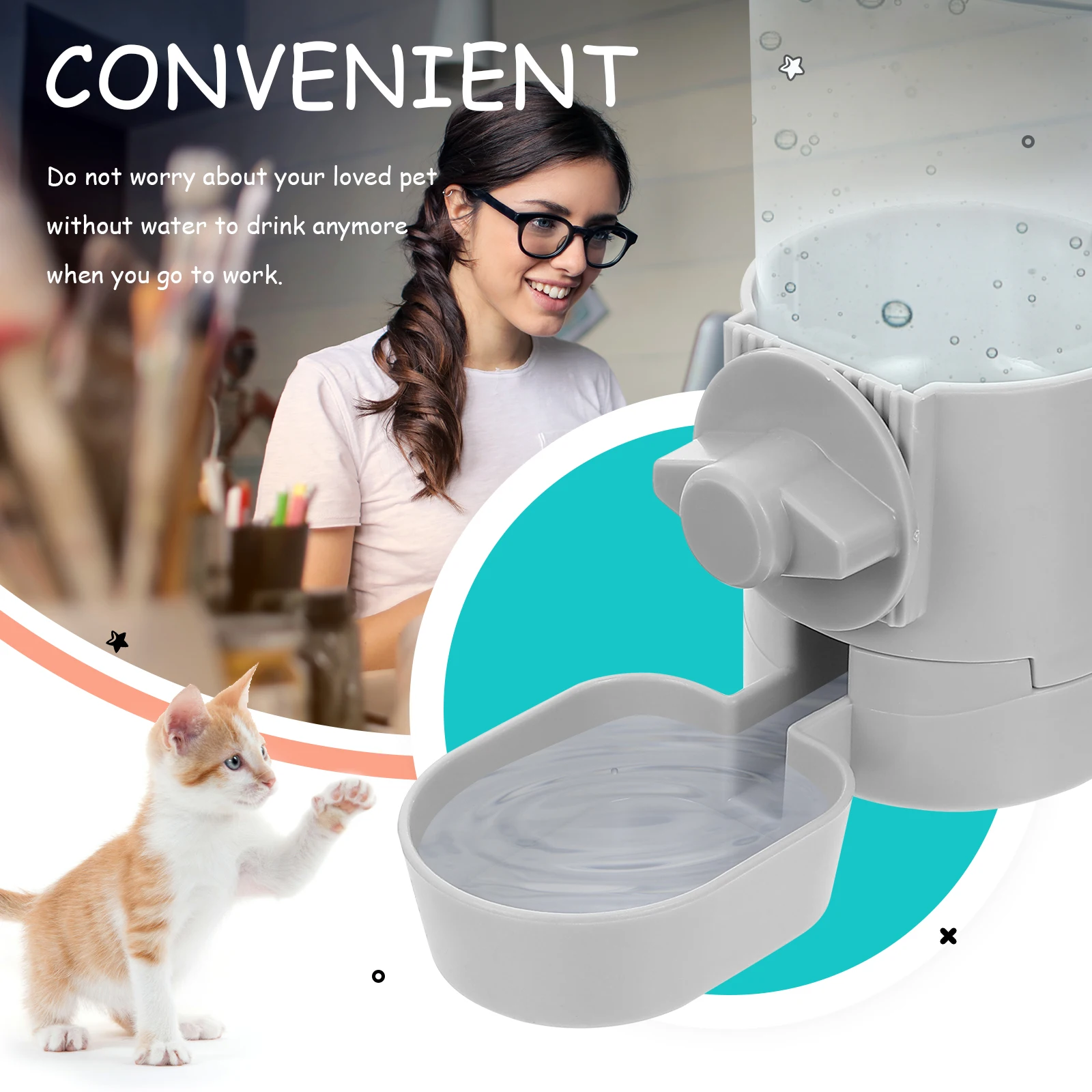 

Pet Water Dispenser Large Capacity Durable High grade Material Automatic Pet Waterer Rabbit Water Bottle Hanging Feeder Dog Bowl