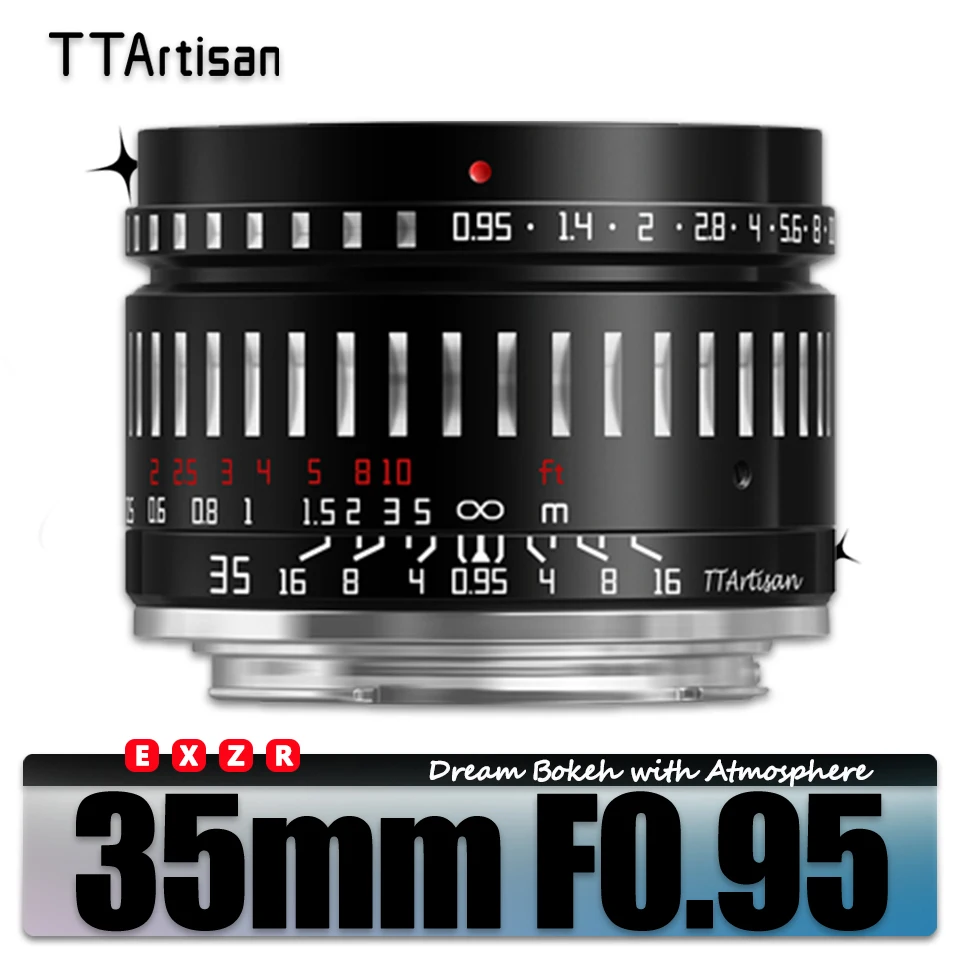 

TTArtisan APS-C 35 мм F0.95 Объектив для камеры MF с очень большой диафрагмой для портрета Fujifilm XF Sony E A7Riii Canon EOS R Nikon Z Mount