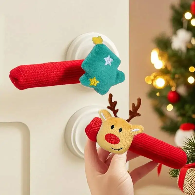 Weihnachtsdekorationen, Türgriffabdeckungen mit hängenden Glöckchen, weiche Weihnachtsdekorationen, Weihnachtsanhänger für Familien, festliche Accessoires