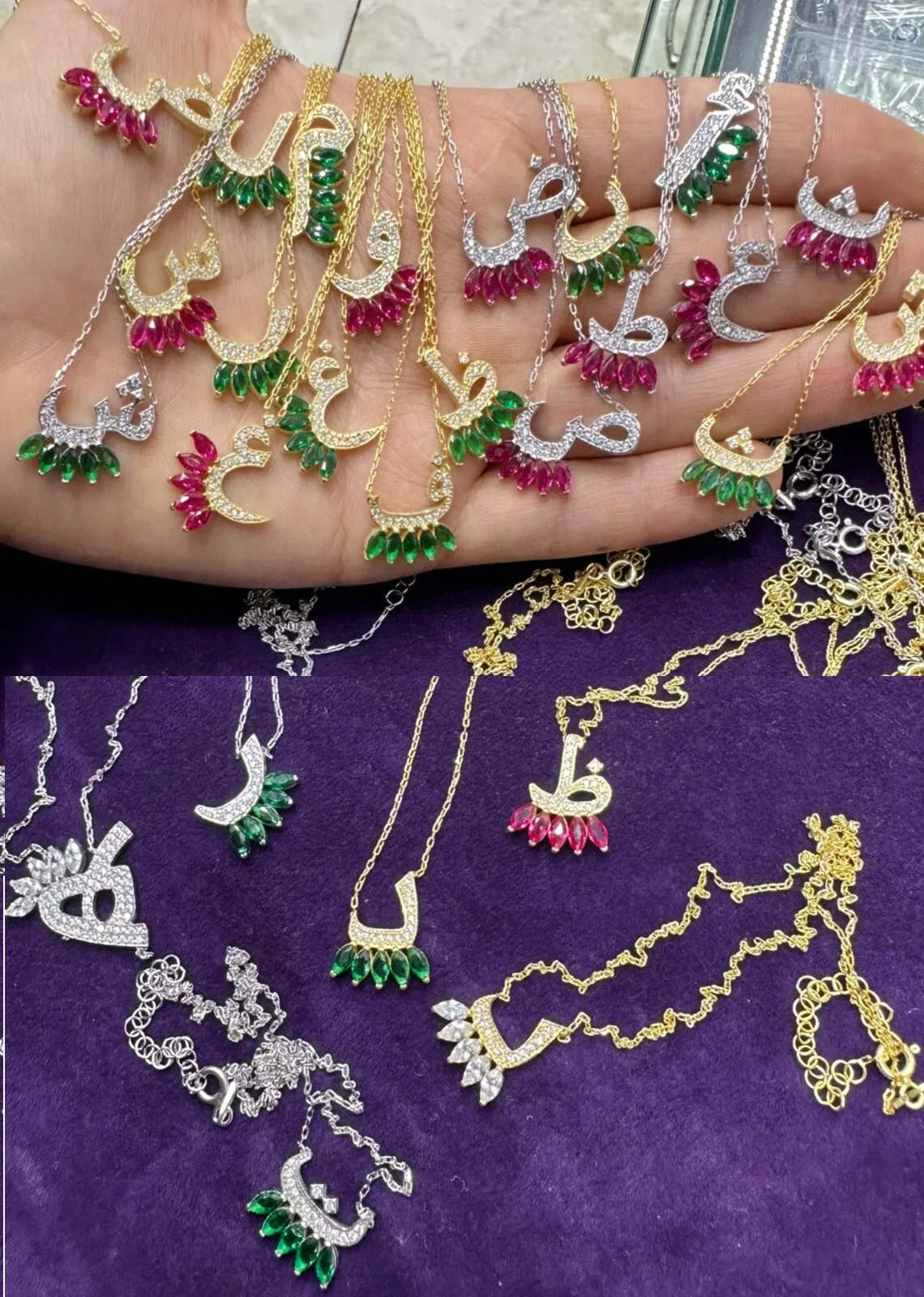 Vergoldete Top-Qualität Mode Frauen Namen ersten Schmuck 5a Zirkonia cz arabische Liebesbrief Halskette