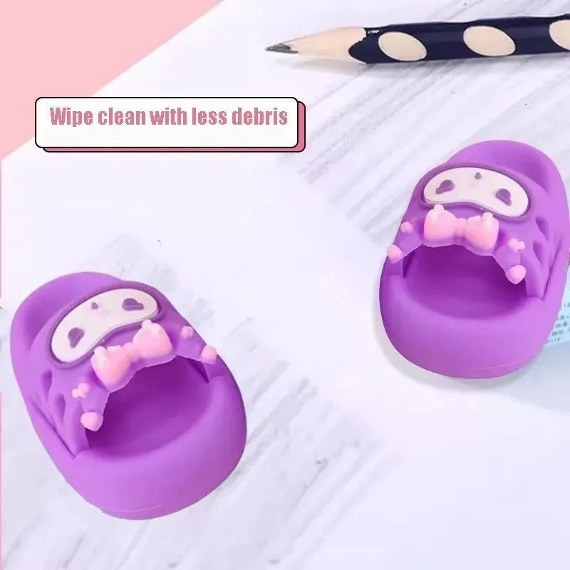 Sanrio Cartoon Kumimi Slippers Eraser Cute Creative Sandal Modeling Pencil Eraser Student Stationery Supplies Children's Gifts