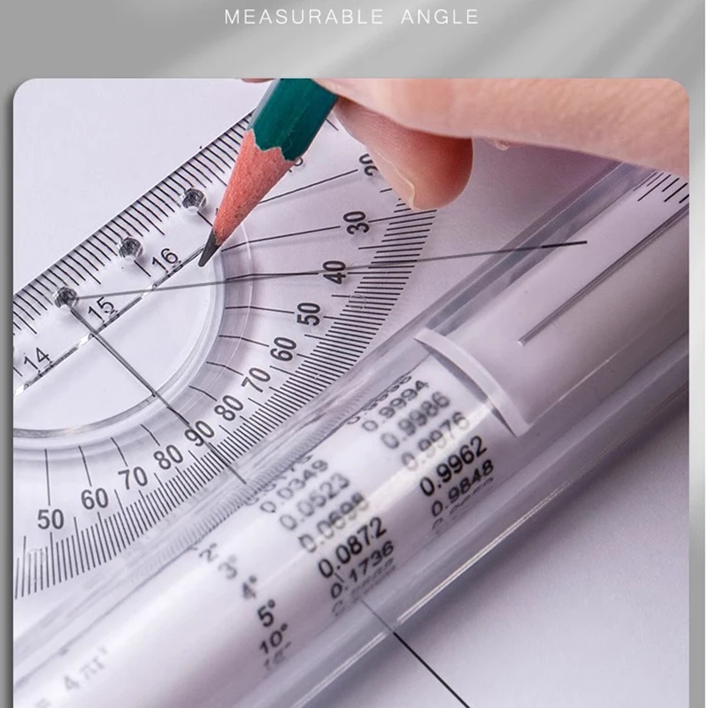 Imagem -05 - Multi Function Drawing Tool Roll Medida Régua Metric Rolling Ruler Clear Measuring Parallel Ruler Angles Line