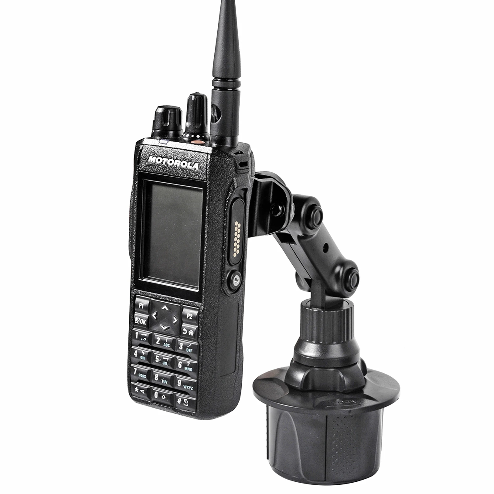 Supporto portabicchieri per autoradio, supporto per auto walkie-talkie con collo regolabile per radio CB portatile Baofeng UV5R Motorola Talkabout