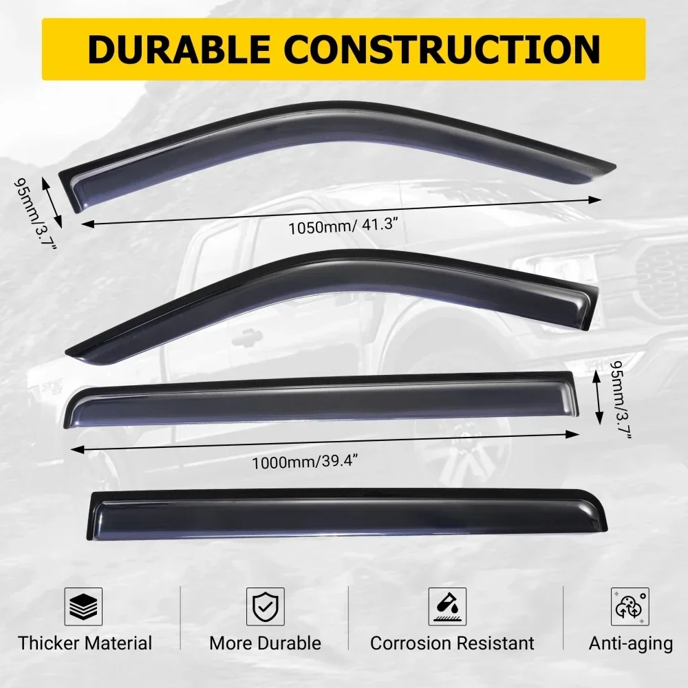 For Toyota Tundra CrewMax 2022-2023 Side Window Exterior Rain Awnings Shelter Windowsheild Sun Visor Ventilation Guard Deflector