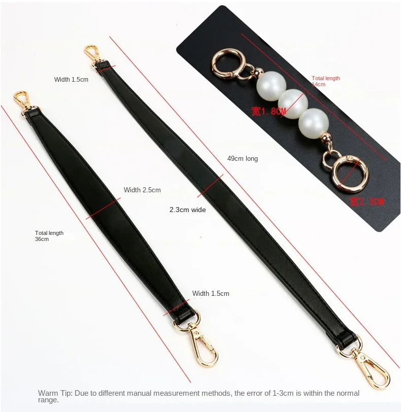 100% Genuine Leather Bag Strap Handbags Handles For Handbag Short Bag Strap Purse Strap Golden Buckle Replacement Bag Belt Band