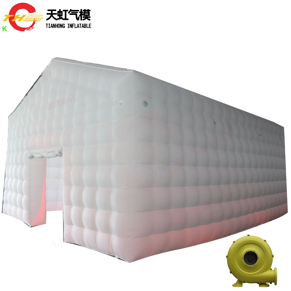 Tenda inflável branca para boate, 6*4m/7*5m/8*6m, com luz de discoteca, máquina de neblina, portátil, carnaval, festa, casa de barraca