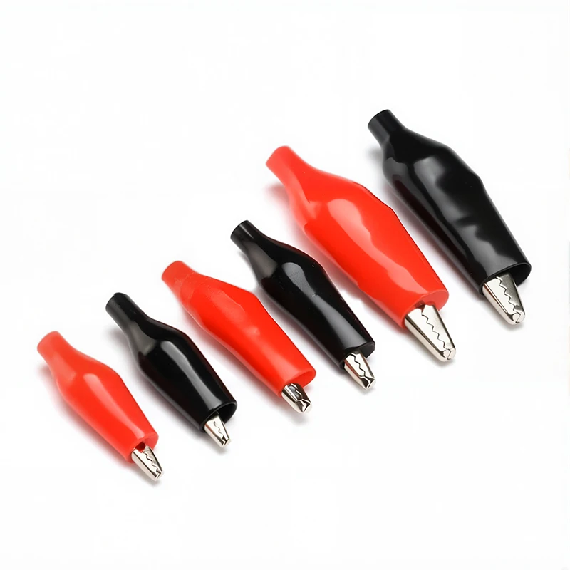 10 pièces pince de type Crocodile 28 35 45mm noir rouge sonde de Test revêtue de plastique souple Mini pinces de Test Crocodile