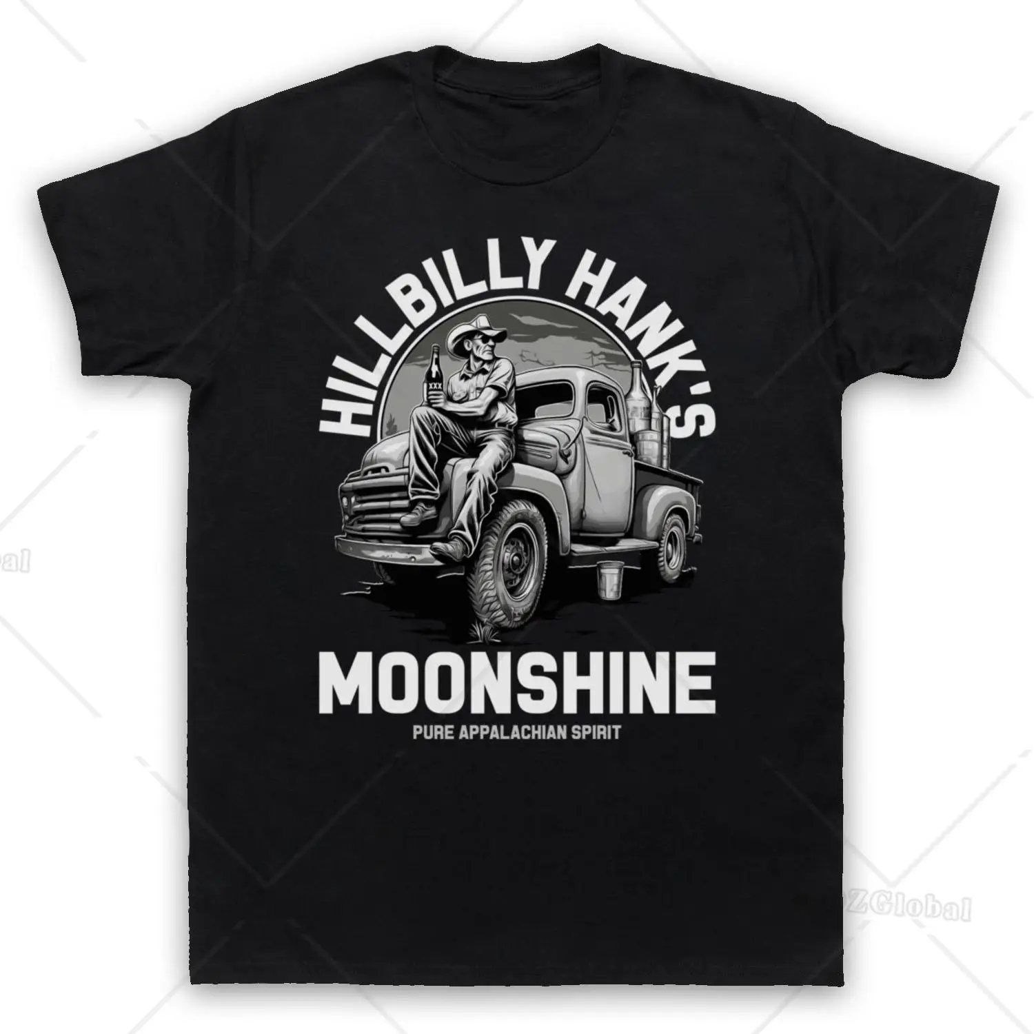 HILLBILLY HANK MOONSHINE PURE APPALACHIAN SPIRIT MENS WOMENS T-SHIRT