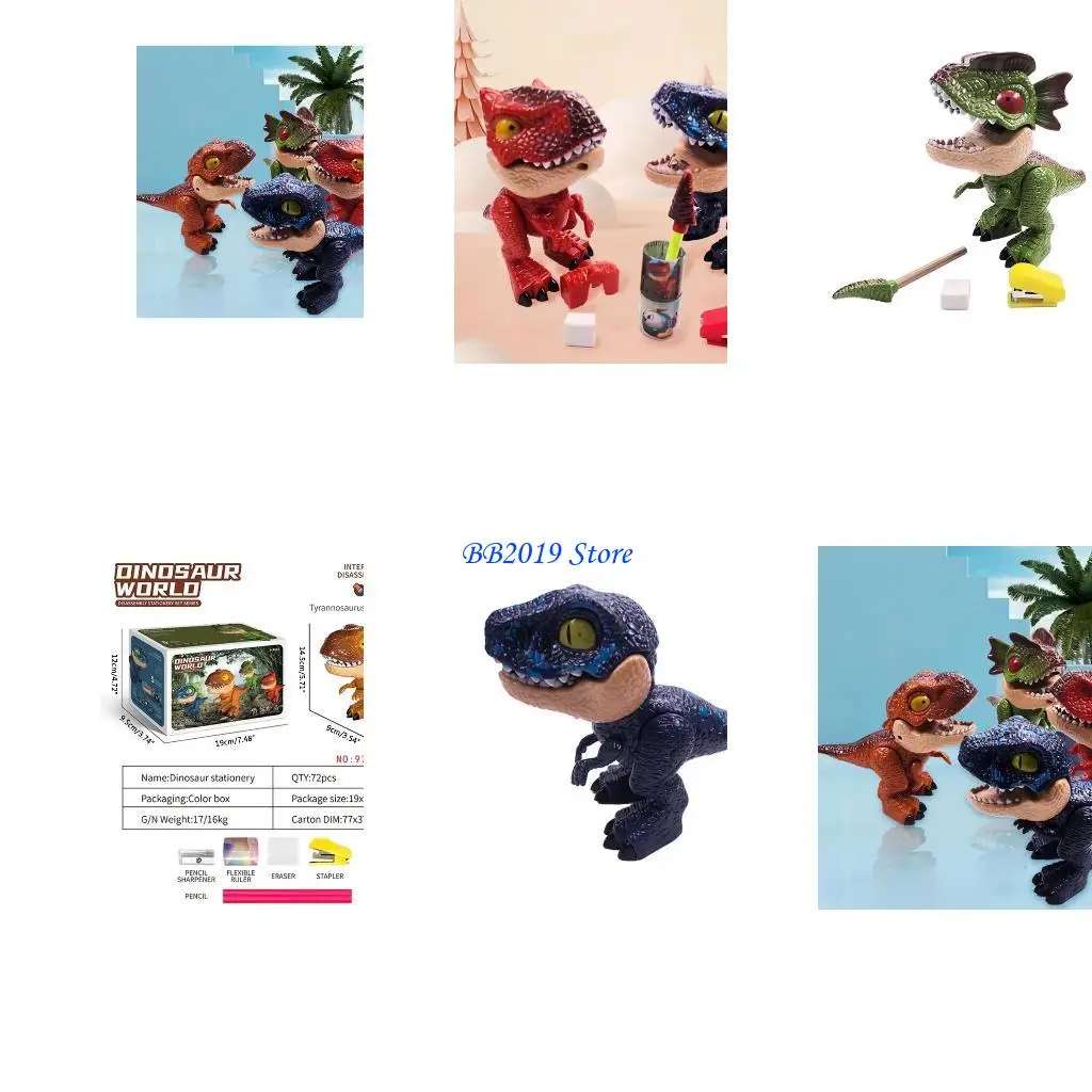 Q0KB Educational DIY Disassembly Dinosaur Stationery 5 in 1 for Children's Day