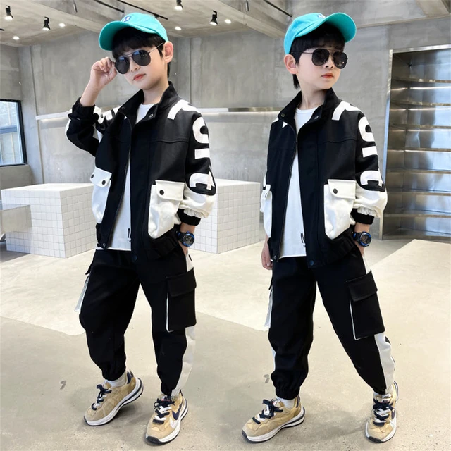 Moda ragazzi abbigliamento primavera autunno Patchwork manica lunga set 4 6 8 10 12 13 14 anni adolescenti abbigliamento sportivo per bambini AliExpress