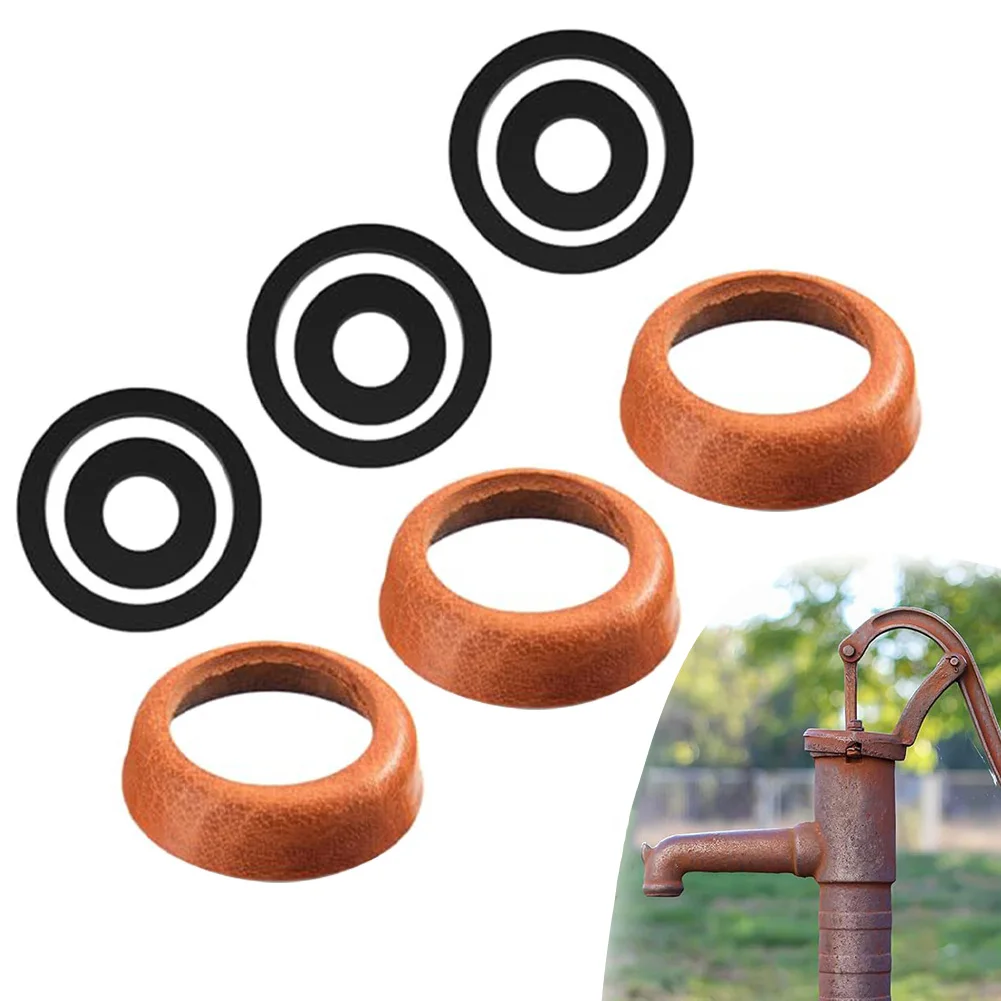 3pcs Leather Cuffs With 6pcs Sealing Rings Handle Pump Replacement Parts Garden Hand Pump Well Pump Sealing Swing Pump Accessory