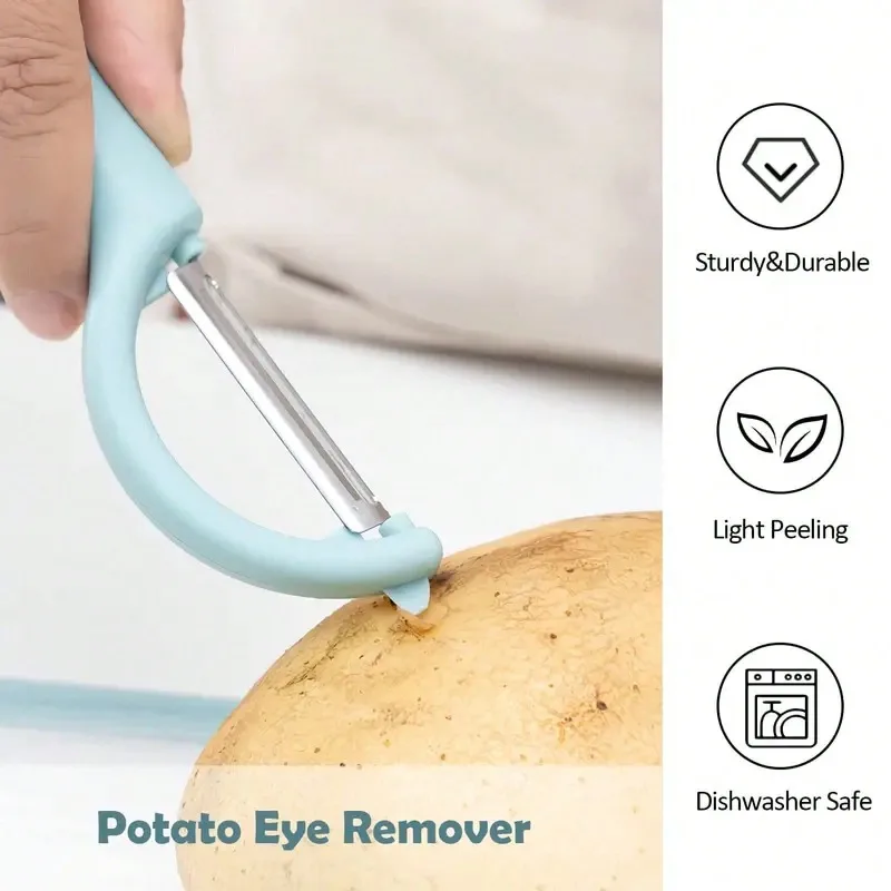 One multi-functional stainless steel vegetable peeler, comfortable handle design, easy to peel potatoes, carrots, cucumbers, built-in defect remover, suitable for home and kitchen - Detail 1