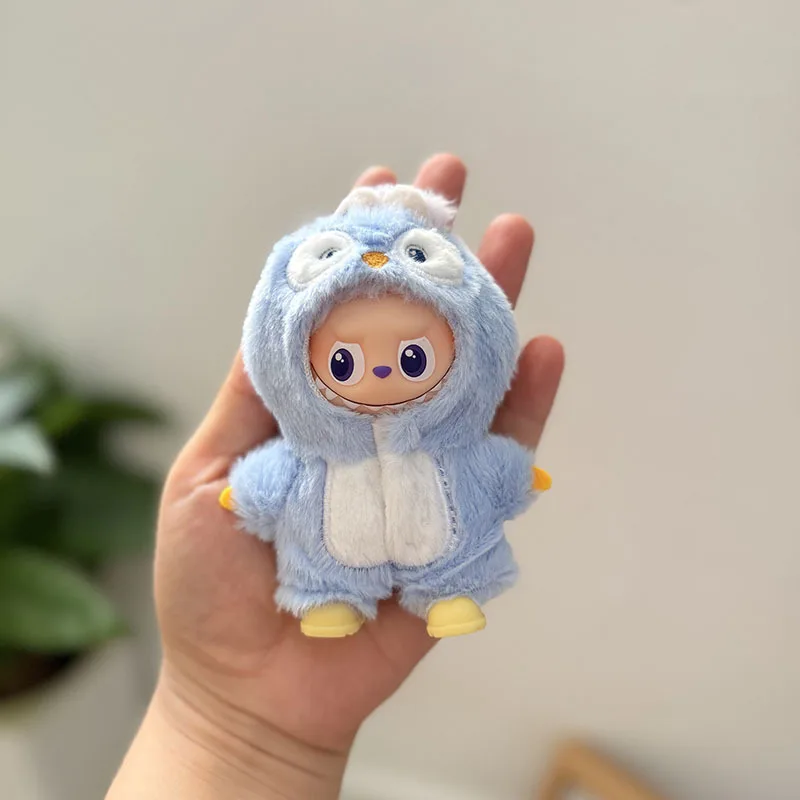 

4th Gen Mini Labubu Penguin Onesie Outfit, Cute Animal Jumpsuit Costume for 10cm Vinyl Doll with Winter Theme Design