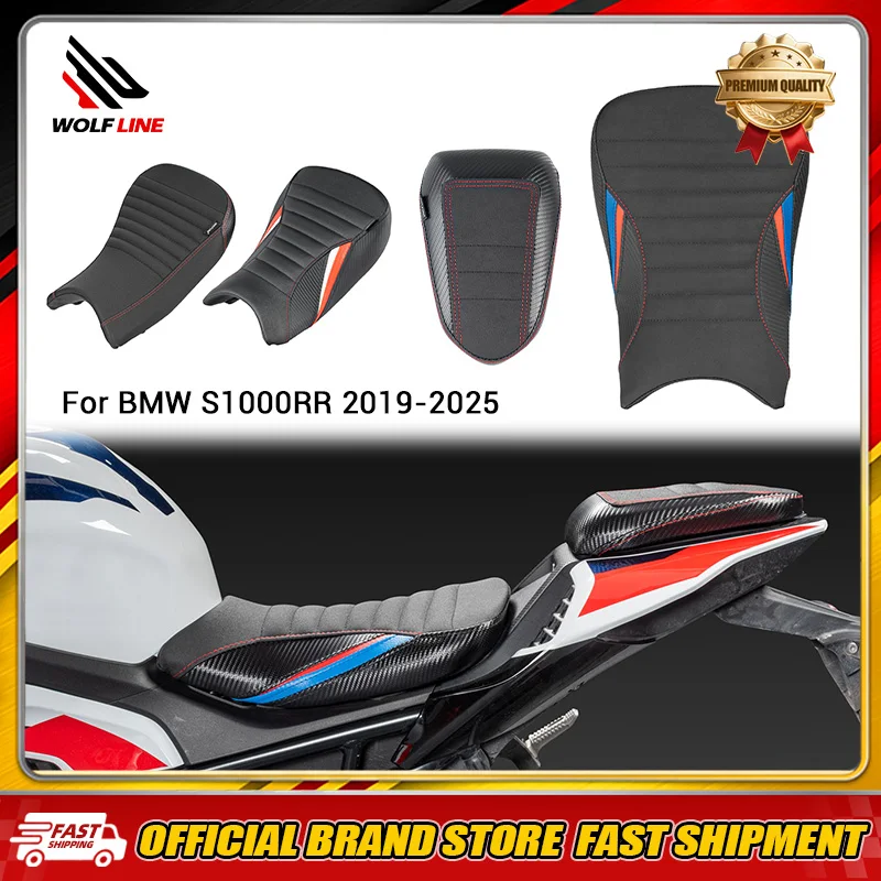 WOLFLINE Para BMW S1000RR 2019-2025 Almofada de Assento Solo Dianteiro para Piloto e Traseiro para Passageiro de Motocicleta