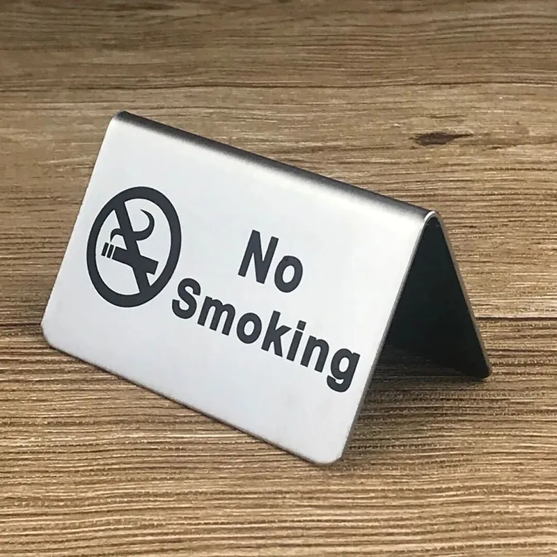 Stainless Steel Metal Warning Table No Smoking Signs Stand Wedding Place Number Card Holder Stand Restaurant Reserved Sign Stand