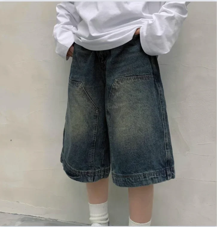 

Y2K Vintage Baggy Jean Shorts Womens Washed Wide Leg Pants Casual Barrel Jeans Denim Shorts Mens Oversized Jorts