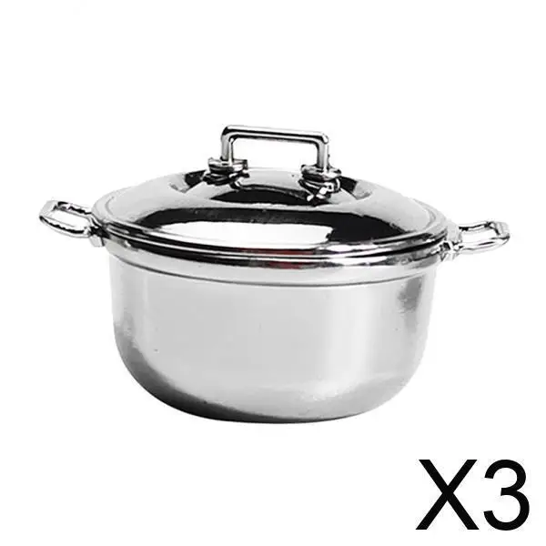 

Miniature Alloy Soup Pot Small Size Mini Dolls House Kitchen Play Set for Dollhouse Barbie Coffee Scene