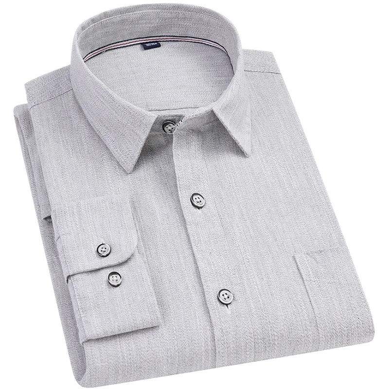 Chemise à carreaux carrés et à rayures larges pour hommes, chemises d\'affaires, chemises sociales formelles, chemise décontractée à manches longues,