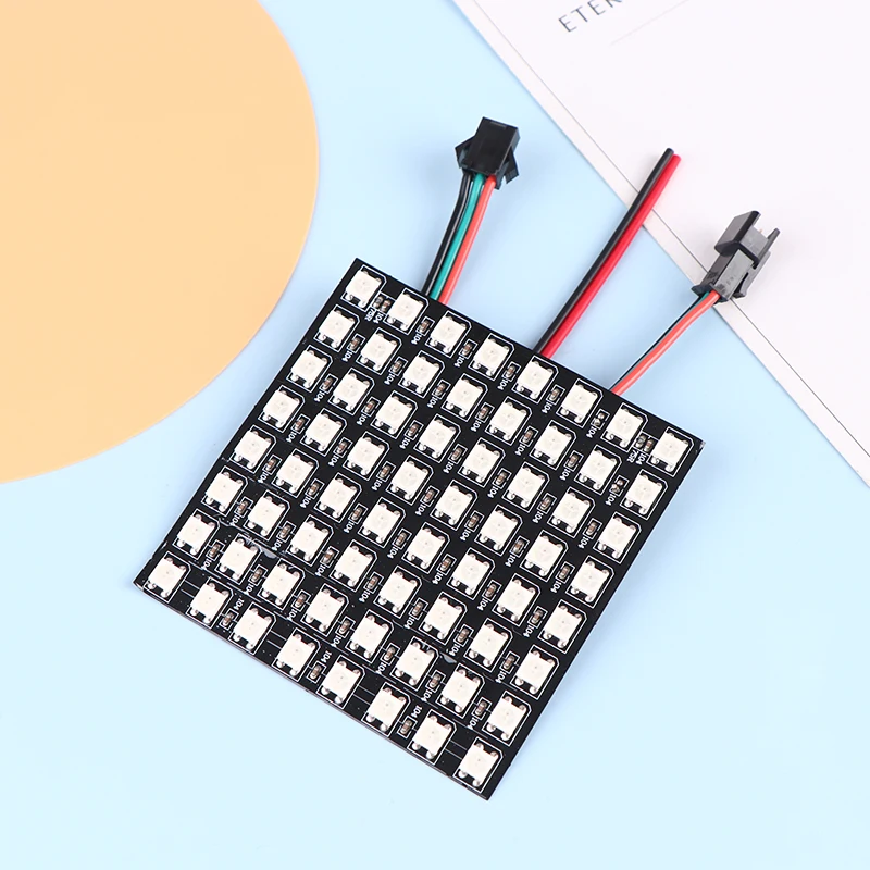 1 buah WS2812 LED 5050 RGB 8x8 64 Bit LED layar Modul matriks LED Digital fleksibel lampu Panel dapat disesuaikan secara individu