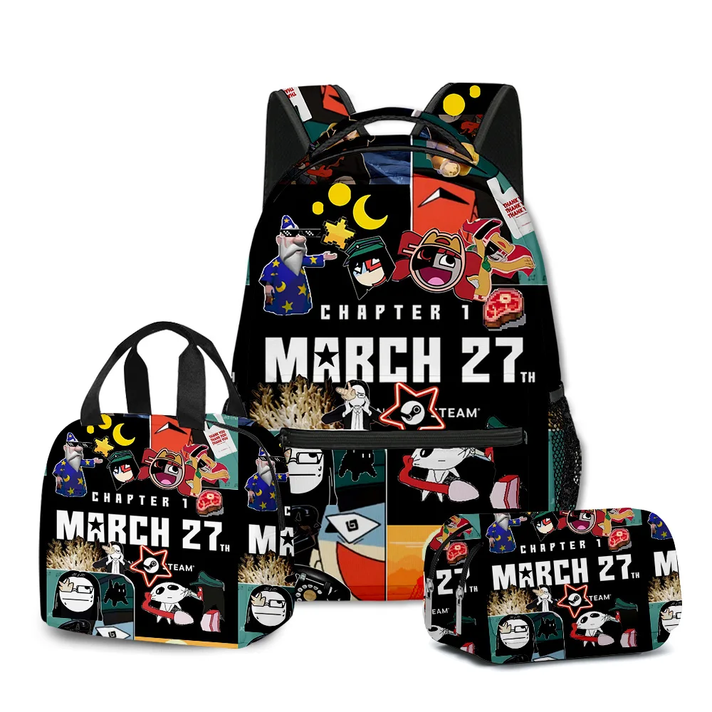 Trendy Popular Funny ENA Dream BBQ 3D Print 3pcs/Set Student School Bags Laptop Daypack Backpack portable Lunch bag Pencil Case