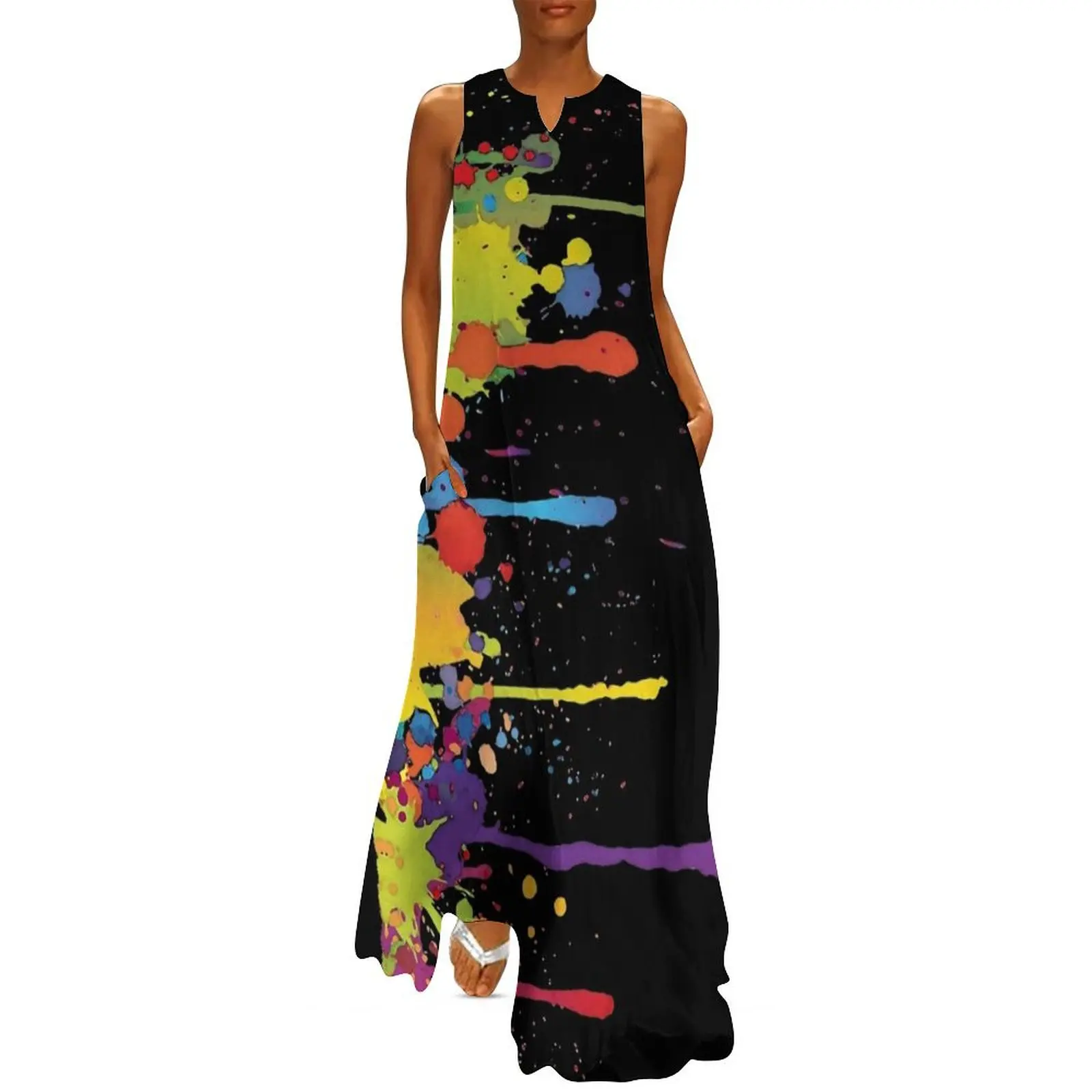 

Crazy multicolored running SPLASHES vertical Long Dress dresses for woman 2025 dress summer 2025 women Dress