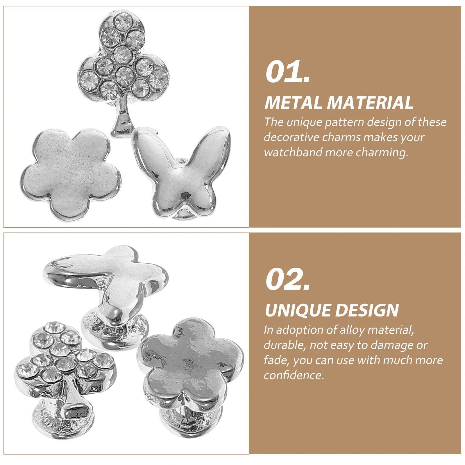 3Pcs Watch Band Charms Mini Pretty Watchband Nails for Decorative Rivets Lightweight Easy to Use Fashionable