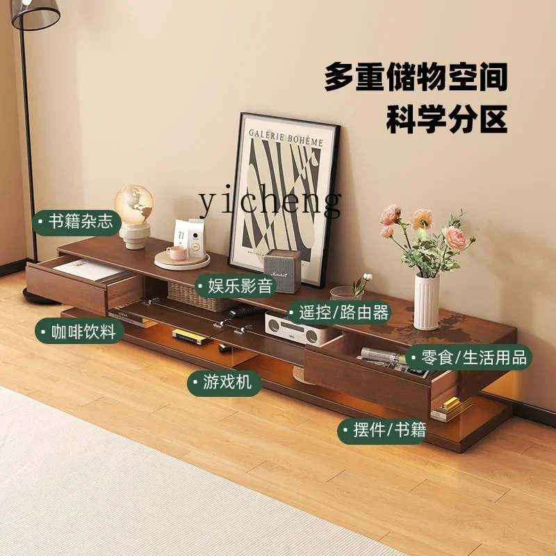 Solid Wood Deck TV Cabinet Modern Minimalist Floor Acrylic Living Room Floor Cabinet Hand-Made Display Storage Locker