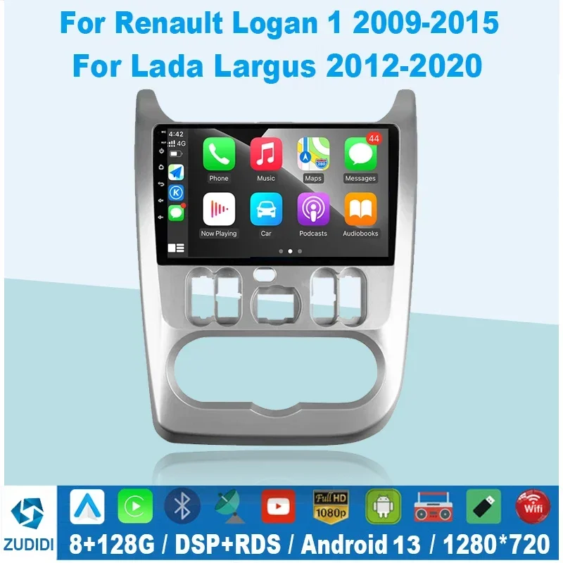 

2 Din Android Auto Radio CarPlay For Renault Logan 1 Sandero 2009-2015 Dacia Duster 4G Car Multimedia Player GPS Autoradio