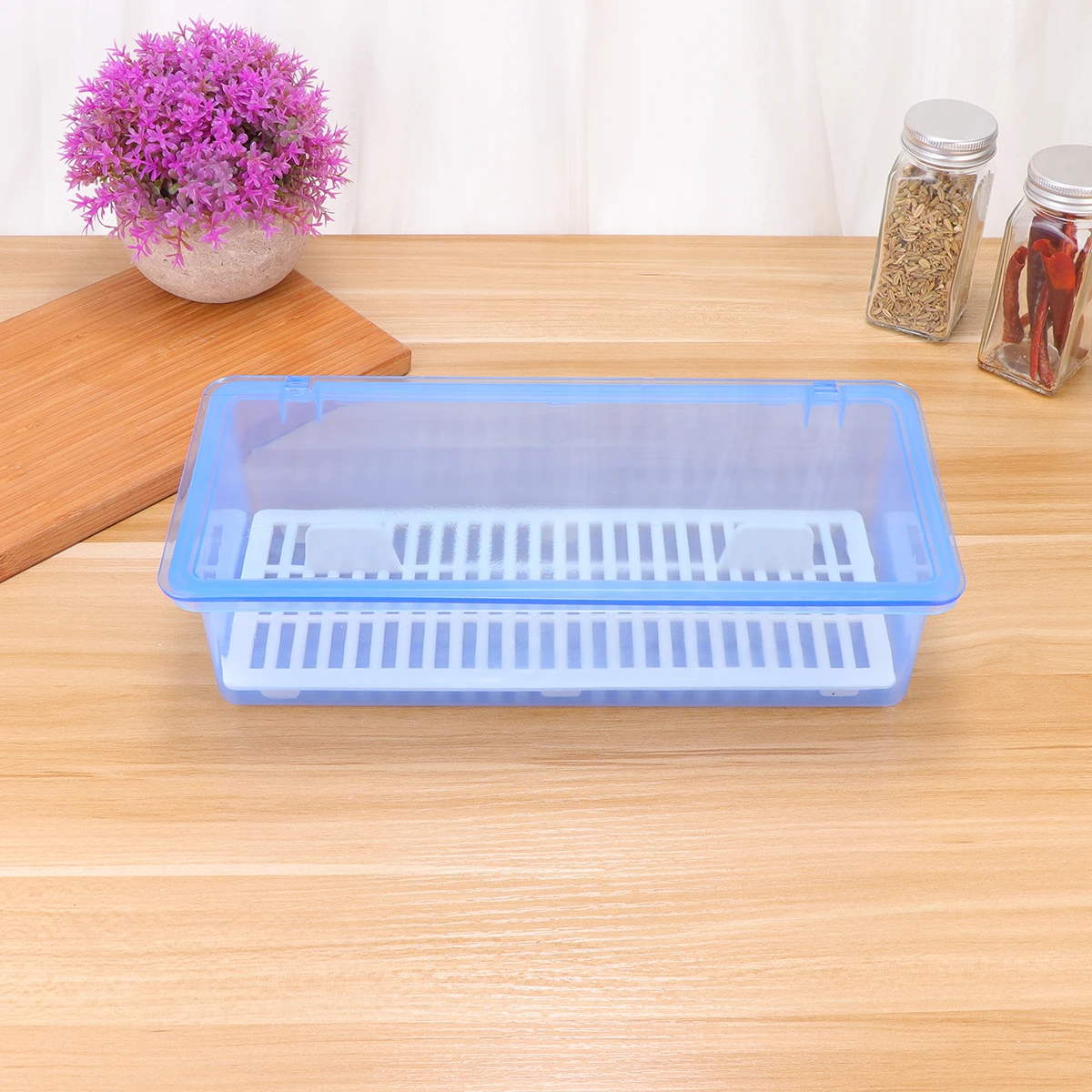 

Knife Fork Storage Box Chopsticks Drain Container Hygienic Dustproof Kitchen Utensil Tray Tableware Organizer
