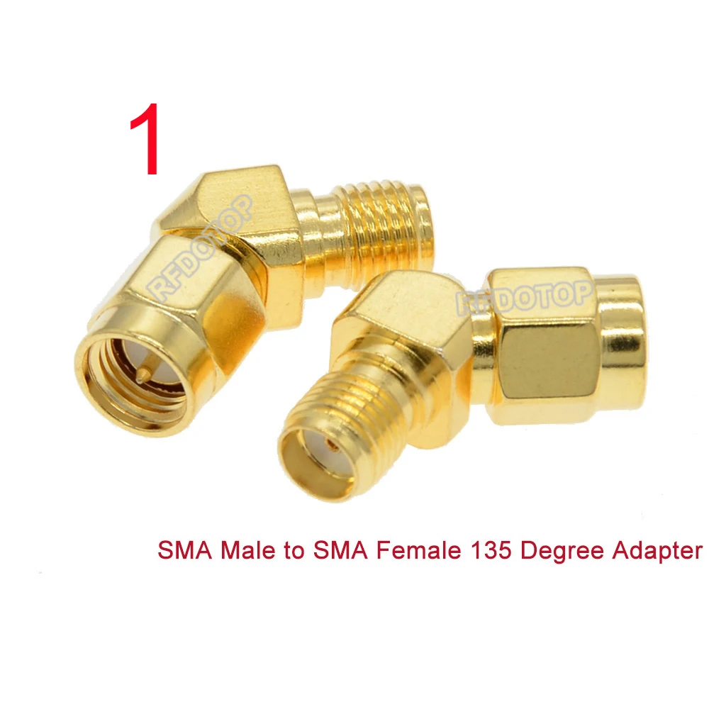 2PCS/lot SMA to SMA Convertor 135Degree/T-Type 3Way Splitter Connector for Wifi Goggle Antenna RPSMA RF Coax Adapter Gold Plated