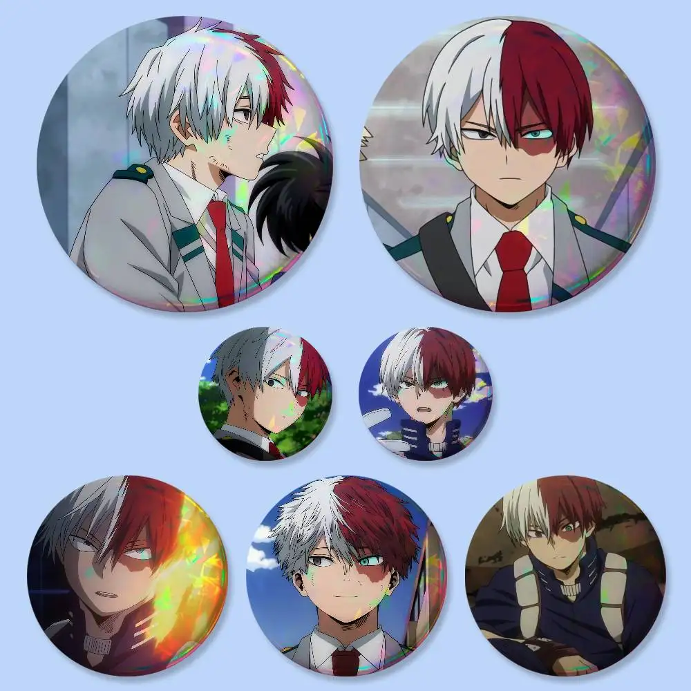 Cool Cartoon Shoto Todoroki Badges Button Round Creative Pin Brooch Badge Bag Decor Accessories Fans Collect Friends Gifts