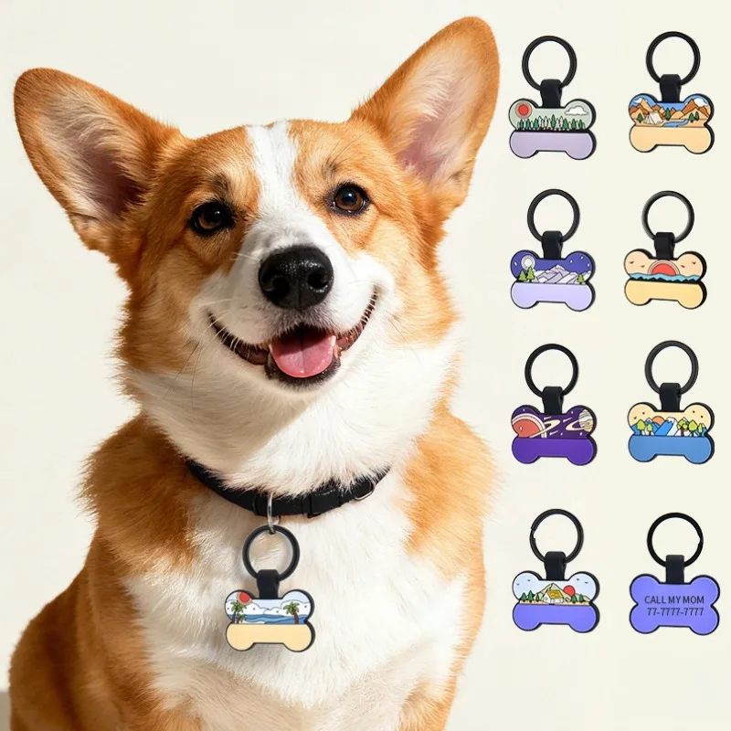 2026 Silicone Bone Pets Anti-lost Label Puppy Dog Collar Name Tag Customized Dogs Accessoires Personalized Pet ID Tags Pendant