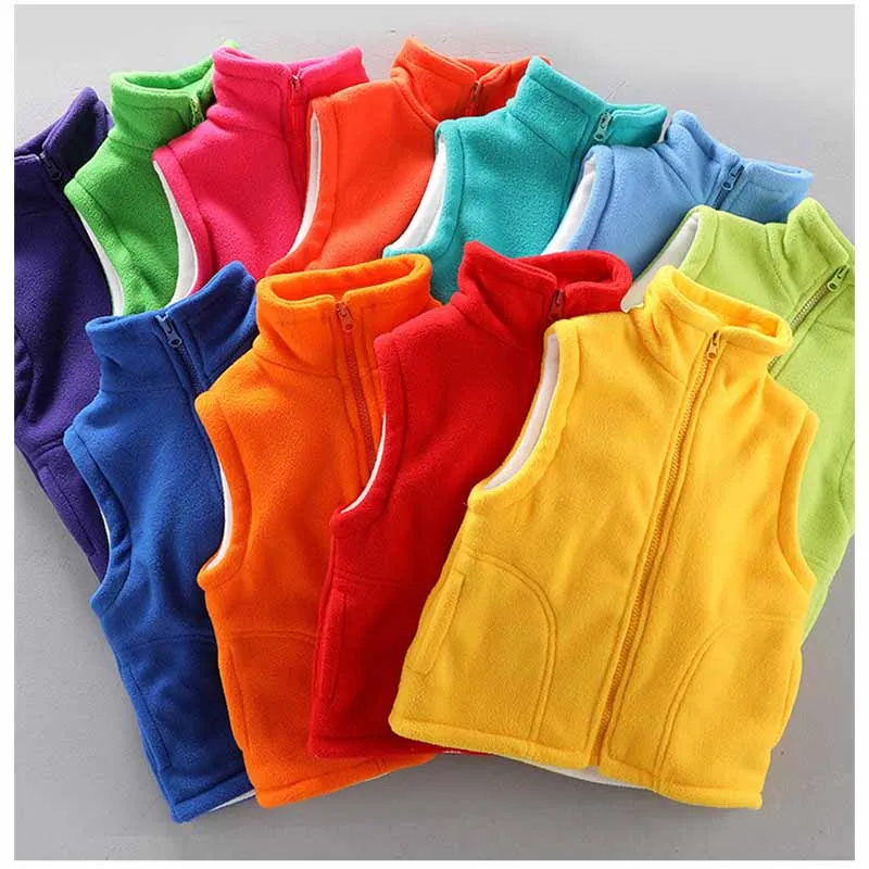

Kids Thicken Vest Boys Fleece Waistcoat Winter Girls Warm Coat Autumn Fashion Solid Outerwear New Children's Clothes 3-10 Years