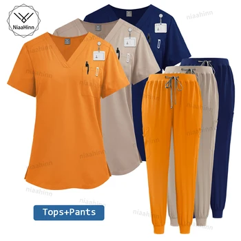 ชุดจ็อกเกอร์กางเกงพยาบาลชุดเครื่องแบบทางการแพทย์ชุดยูนิฟอร์มทางการแพทย์สำหรับผู้หญิงชุดวิ่งขัด Baju bedah