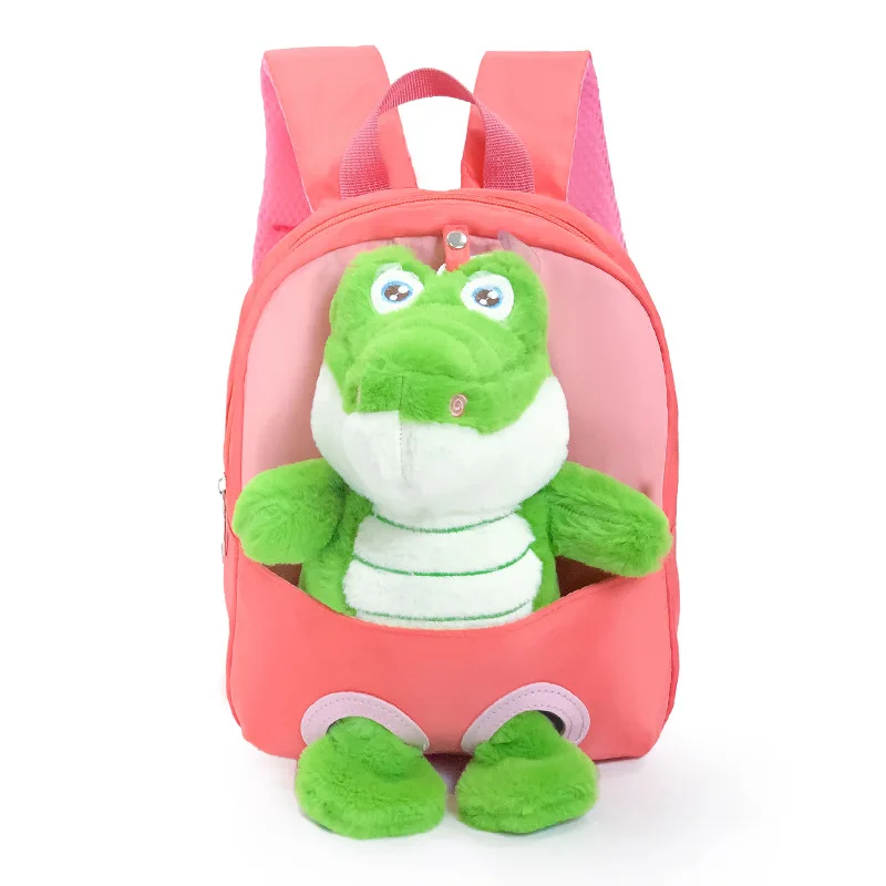 Mochilas crocodilo fofas criativas para crianças, boneca de pelúcia destacável, mochila infantil pequena para meninos, lindas mochilas escolares, novas
